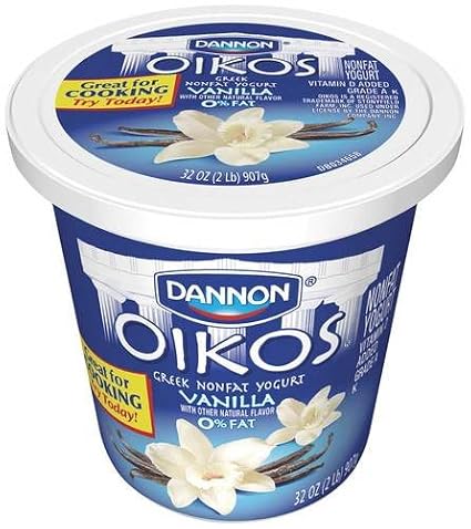 Oikos Vanilla Nonfat Greek Yogurt, 32 Ounce -- 6 per case.