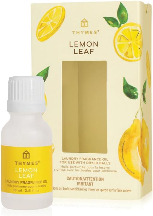 Thymes Lemon Leaf Laundry Fragrance Oil for Dryer Scented Laundry Supplies (0.5 fl oz)