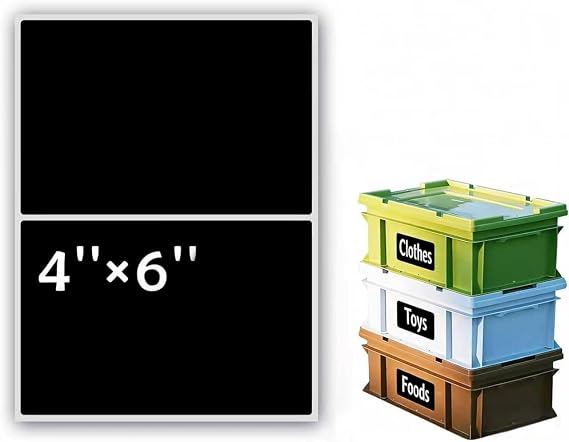 100Pcs Black 4"x6" Labels for Storage Bins, Removable No Residue Large Storage Bin Labels, Waterproof & Oil-Resistant & Tear-Resistant Stickers for Blank Box, Home, Business.