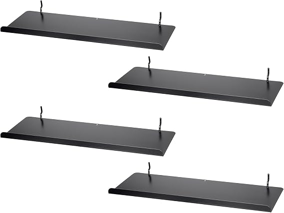 Kokone 4 Pack Pegboard Shelves with Lip - 15 x 5.5 in - Black, Metal Shelf Pegboard Steel Tray Pegboard Accessories for Storing or Displaying, Wall Organizer for Craft Retail, Garage, Workbench, etc