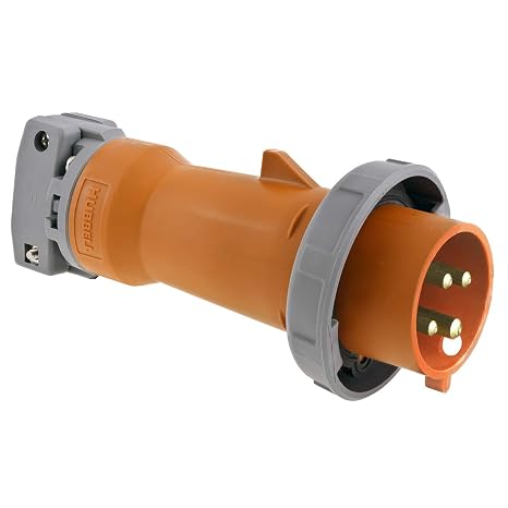 Hubbell HBL4100P12W Pin and Sleeve IEC Plug, 3 Pole, 4 Wire, 100 amp, 125/250V, Watertight