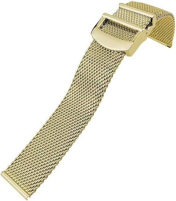 Stainless Steel Woven Mesh Watchband 20mm 21mm 22mm Fit for IWC Le Petit Prince Mark 18 Portofino Solid Watch Strap (Color : Golden, Size : 20mm)