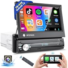 UNITOPSCI 264G Single Din Flip Out Android 13 Car Stereo Wireless CarPlay Android Auto Radio 7 Inch HD Touch Screen GPS Navigation Bluetooth WiFi FMRDS EQ Mirror Link SWC Backup Camera Remote