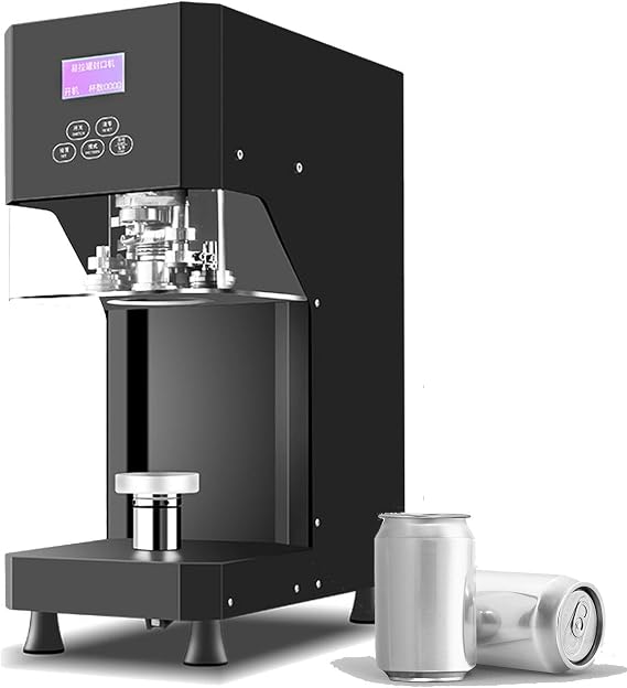Can Sealing Machine Full Auotomatic 370W Can Seamer Can Sealer with Smart Counter Tin Can Sealer Bottle,Black-110V