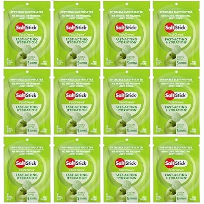 SaltStick Electrolyte FastChews - 120 Green Apple Resealable Chewable Electrolyte Tablets for Hydration, Salt Tablets for Running - 120 Tablets