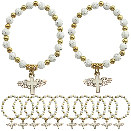 WE Angel Wing Cross Bracelet Favor 12 PCS - Baptism Christening FavorBautizo Recuerdos Church Event