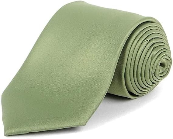 Umo Lorenzo Tie for Men Satin Finish Necktie - Standard Width Ties - Black, Navy, Red, Sage Green Tie