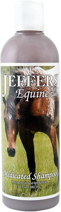 Jeffers Equine Antibacterial & Antifungal Medicated Horse Shampoo, 16 Oz - Concentrated Deodorizing Horse Shampoo for Skin & Coat Cleansing with Chloroxylenol, Coconut Oil Base & Vitamins A, D, E