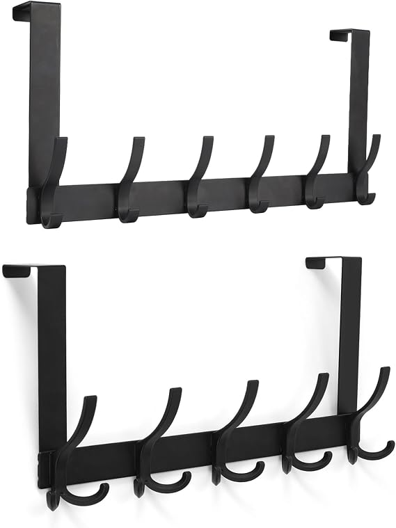Optish Over The Door Hooks, Door Hanger Hooks for Hanging, Over The Door Towel Racks for Bathroom with 12 Coat Hooks