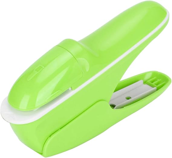 Stapleless Stapler, Stapleless Stapler Crimp No Holes with Labor Saving Structure ABS Material No Staple Stapler for Stapling (Green)