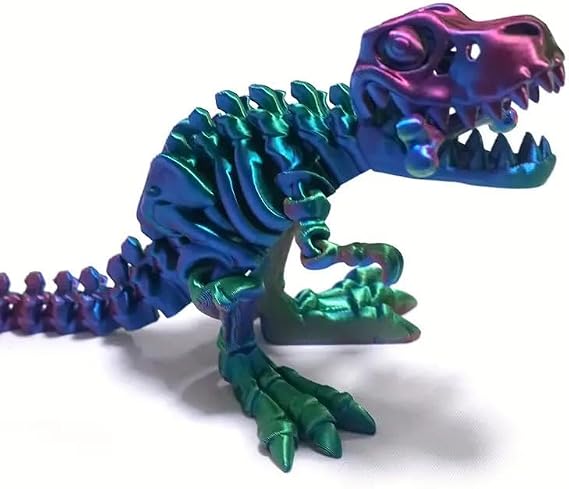 3D Printed Animals,3D Printed DinosaurSkeletons Figures with Bone,Dinosaur Flexible Rex Toys with Bone, Full Articulated Flexible Joints Home Office Decoration, Toys & Gifts for Kids & Adults（B）