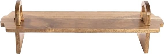 Acacia Wood Raised Serving Platter | 60 x 16 x 22 cm | Cake Stand & Charcuterie Board | Cheese Board, Tapas and Buffets | Wooden Display Stand | Afternoon Tea Serving Platter (Large) 
