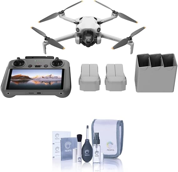 DJI Mini 4 Pro Drone Fly More Combo Plus With High Capacity Batteries, Bund | Includes 3 batteries, RC 2 remote and cleaning kit for photography, travel and charging