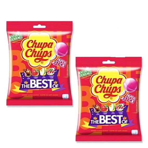 Chupa Chups The Best Of Lollipops, Mixed Flavors, 10 Pieces, 4.23 oz Pack of 2