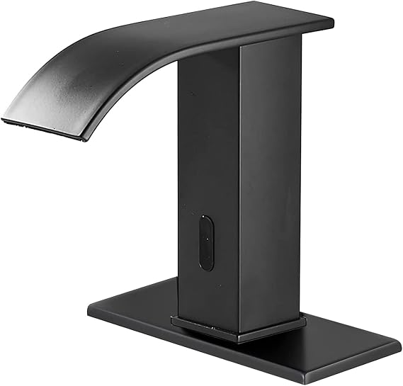 Automatic Touchless Bathroom Sink Faucet Black Waterfall AC/DC Powered
