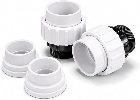 XtremepowerUS 2" NPT x 1.5" & 2" Slip PVC Union Replacement Set, High-Temperature Pool Pump Adapter Fittings Compatible with Pentair WhisperFlo, IntelliFlo & Variable Speed Pool Pumps (2-Pack)