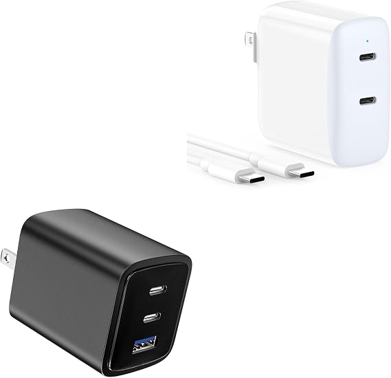 70W 3-Port USB C Wall Charger + 40W Dual USB C Charger