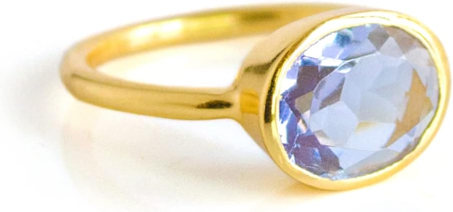 Alexandrite Quartz Oval Ring for Women, Bezel Set June Birthstone [rOMB]