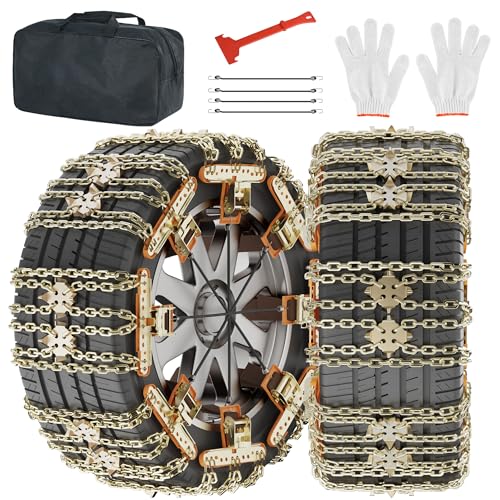 MOPHOTO Snow Chains 8 Pack, Tire Chains for CarsSUVsPickup Trucks, Security Chains, for Tire Width 215-285 mm, 30s Quick-Install Security Chains, Durable Winter Traction