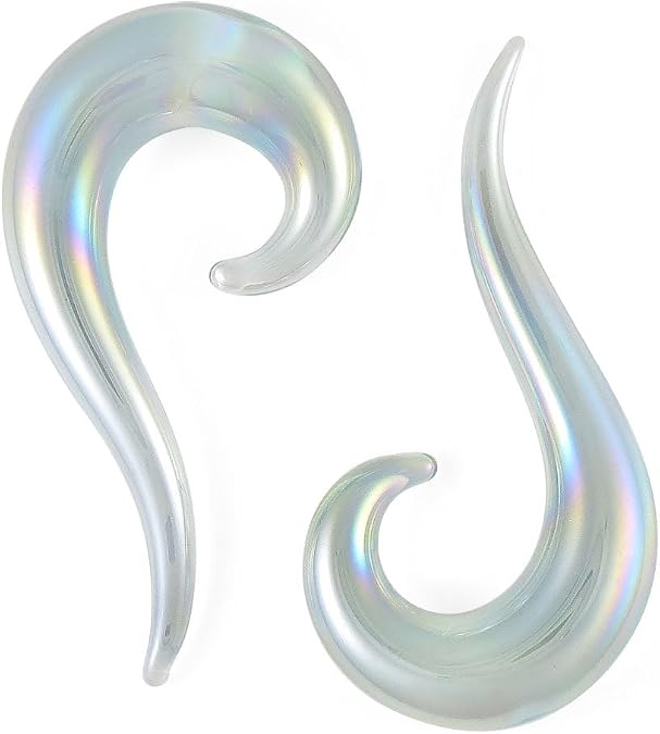 Pair Clear Pearl Iridescent Glass Drop 11mm 7/16 inch