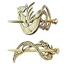 Tinsow 2 Pcs Silver Celtic Hair Slides, Hairpins, Minimalist Hair Claws, Barrettes and Creative Hair Accessories for Women (Style B L)
