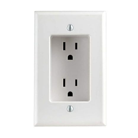 Leviton 15 Amp 1-Gang Recessed Duplex Receptacle, Residential Grade, with Screws Mounted to Housing, 689-I, Ivory