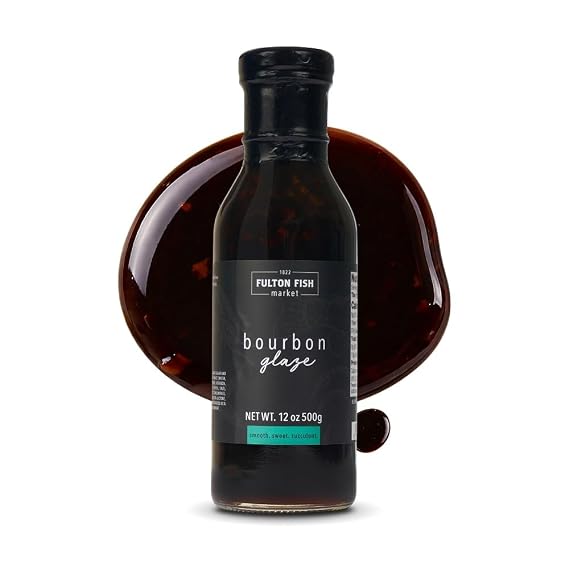 Fulton Fish Market Sweet Bourbon BBQ Glaze for Salmon, Premium, 12 oz
