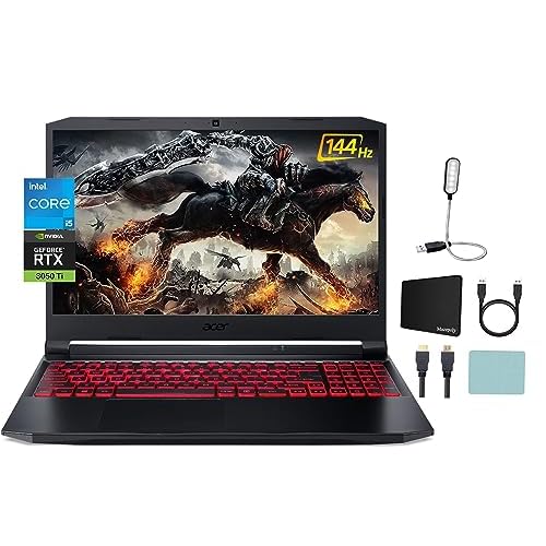 acer Nitro 5 Gaming Laptop, 15.6 FHD IPS 144Hz Display, Intel Core i5-11400H, 2.70 GHz, GeForce RTX 3050Ti, 32GB RAM, 1TB PCIe SSD, Wi-Fi 6, Backlit Keyboard, Black, Windows 11 Home  Accessories
