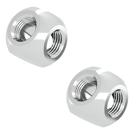 Barrow 2-Pack G1/4" Threaded 3 Way Ball Fittings, Water Cooling Spherical Connector, 3 Way Spliter T-Type Brass Adapter for PC Water Cooling Systems (Silver)