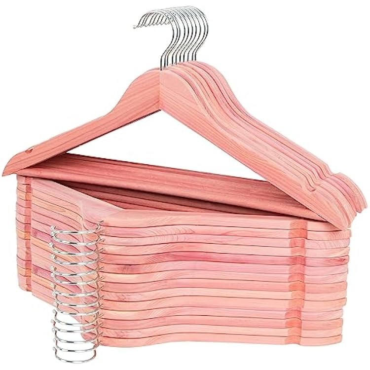 Cedar Hangers, 30 Pack Wooden Hangers with Smooth Notches, Wooden Hanger for Closet, Sturdy Wood Suit Hanger with 360 Rotating Hook Great for Refresh Closet