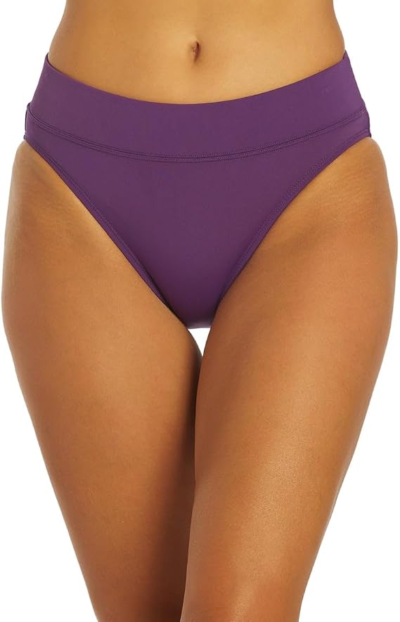 Dolfin Aquashape Women's Solid Moderate Cut Bikini Bottom Eggplant