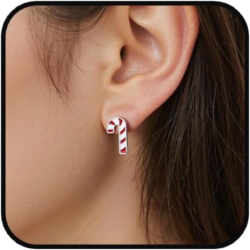 Candy Cane Earrings for Women Xmas Stocking Bow Gingerbread Man Earrings Colorful Candy Earring Christmas Earring Outfits Jewelry Accessories