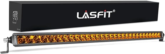 LASFIT 32 inch Amber LED Light Bar 8650LM/2000K Slim Single Row Offroad Bar