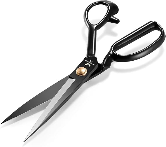 Fabric Scissors 10 Inch, High Carbon Steel Tailor Shears | Razor sharp sewing scissors for dressmaking, tailoring, leather and raw materials. Right handed professional shears.