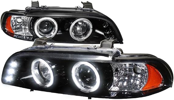 Autozensation Headlights For 96-03 BMW E39 5-Series Black Left+Right