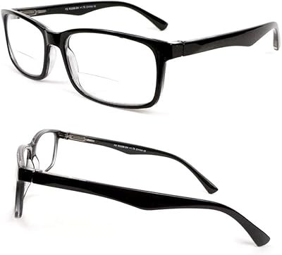 STC Bifocal Vision Classic Rectangle Frame Spring Hinges Reading Glasses Black, 1.25