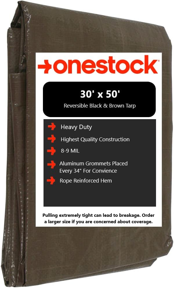 30 Ft. X 50 Ft. Multipurpose Reversible Black & Brown Heavy Duty Multi-Purpose Poly Tarp Cover with Grommets