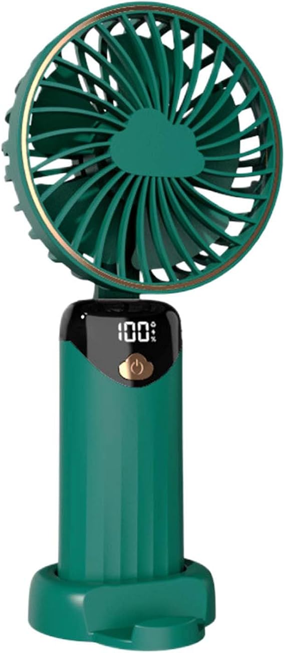 Hand Fan, High-Speed Portable Powerful Personal Fans Portable Rechargeable with Led Digital Display,3 Speeds Adjustable Ultra Quiet 180 Foldable Small Fan for Hiking Vacation Traveling