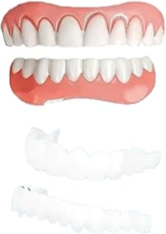Cosmetic Veneer False Teeth for Men Women, Temporary Prosthesis Instant Smile Silicone Dental Prostheses, Bottom False Teeth Cover for Protecting Teeth Regaining Smile