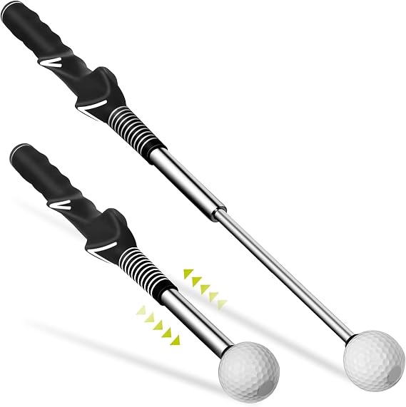 Retractable Golf Swing Aid for Golf Speed Training, Rhythm Click Golf Swing Trainer for Indoor Golf Practice & Outdoor Warm Up, Golf Grip Trainer for Improving Hitting Strength & Tempo | Retractable Golf Swing Aid