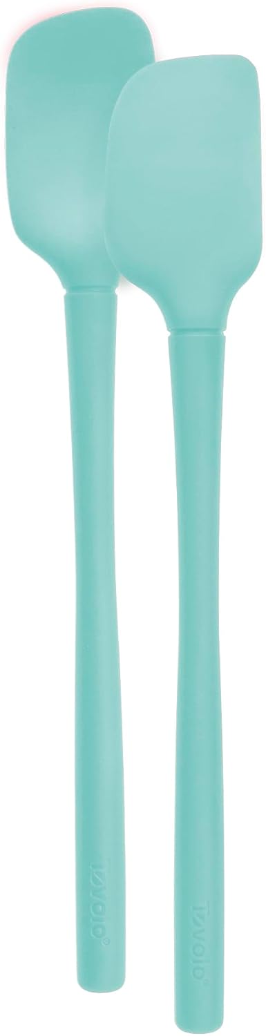 Tovolo 1000141 Flex-Core Mini, Kitchen Utensil Set of 2, Heat-Resistant &amp; BPA-Free Silicone Spatula &amp; Spoonula, Cast Iron &amp; Non-Stick Cookware, Dishwasher-Safe, Light Aqua