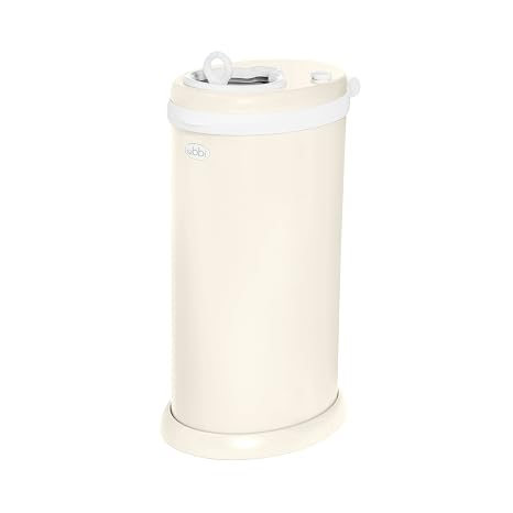 Ubbi Stainless Steel Diaper Pail, No Special Bag, Odor-Locking, Matte Ivory
