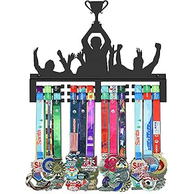 GENOVESE Medal Holder Display Hanger Rack Frame,Super Sturdy Black Steel Metal,Wall Mounted UP to 50 Medals Easy to Install