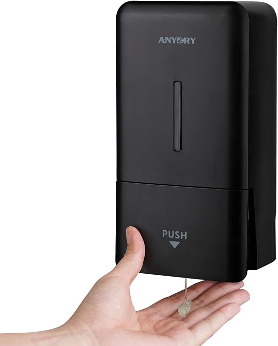 anydry Wall Mounted Manual Pressure Soap Dispenser 800ml Capacity with Window Easy Soap Change Ideal for Households and Commercial Use 1006 Black