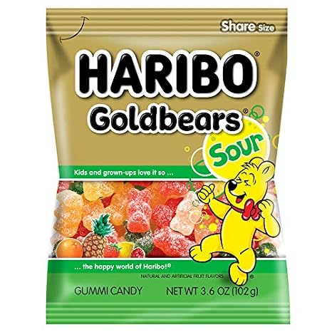 HARIBO Goldbears Sour, Sour Gummy Candy, 3.6 oz. Bag (Pack of 12)