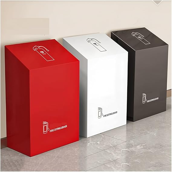 LXHELIVERY Fire Extinguisher Cabinet Floor-Standing Steel Fire Extinguisher Box Compatible with 2 Extinguishers, for Commercial, Industrial(White)