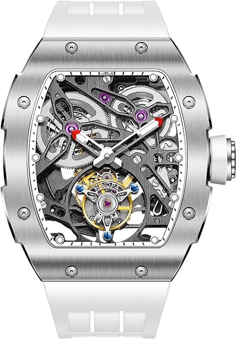Haofa Tourbillon Watch Double-Spring Skeleton Sapphire Stainless Steel Automatic Mechanical Men's Watch Waterproof Luminous Luxury Watch for Men 1908
