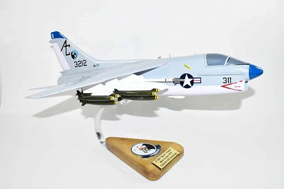 VA-37 Ragin' Bulls A-7a (USS Saratoga 1970) Corsair II Model, LTV, 1/31 Mahogany Scale Model, Navy