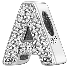 MULA 925 Sterling Silver Charms for Bracelets and Necklaces A-Z Alphabet Beads Dangle Pendants with 5A Cubic Zirconia Jewelry for Women