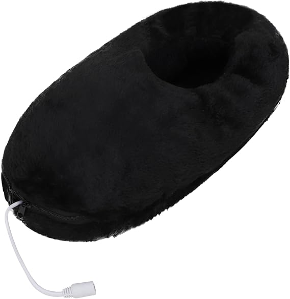 Electric Heated Thick Padded Plush Slippers, Men Women Winter USB Rechargeable Heating Pad Bootie Foot Heater Pull on Shoes Anti-Slip Thermal Indoor Slippers Boots Foot Warmer